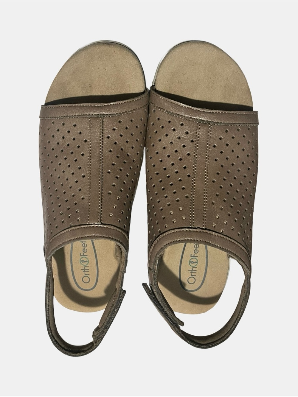 Orthofeet Women Hazel Sandals 9.5B 62022 Slingback Taupe Comfort Open Toe Wedge